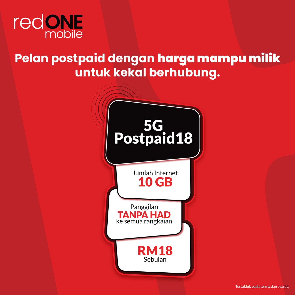 redONEMobileMY's tweet photo. Uolls ingat lagi nombor 18 tu? 👀 Apa yang special sangat?
Ini dia… pelan postpaid18 untuk uolls! 🔥
✅ Postpaid paling JIMAT 
✅ Tanpa Kontrak 
✅ Internet berkelajuan 5G

Dengan hanya RM18/sebulan, uolls boleh nikmati 10GB data internet.
Nombor 18 ni bukan biasa-biasa tau. Ini pilihan baru untuk semua!😉

Jom dapatkan sekarang di kedai redONE Mobile berdekatan dengan uolls atau klik link di bio untuk info lanjut.😉

#redONEMobile #redONEMobileMemangBest #redONEMobileKanAda #postpaid18