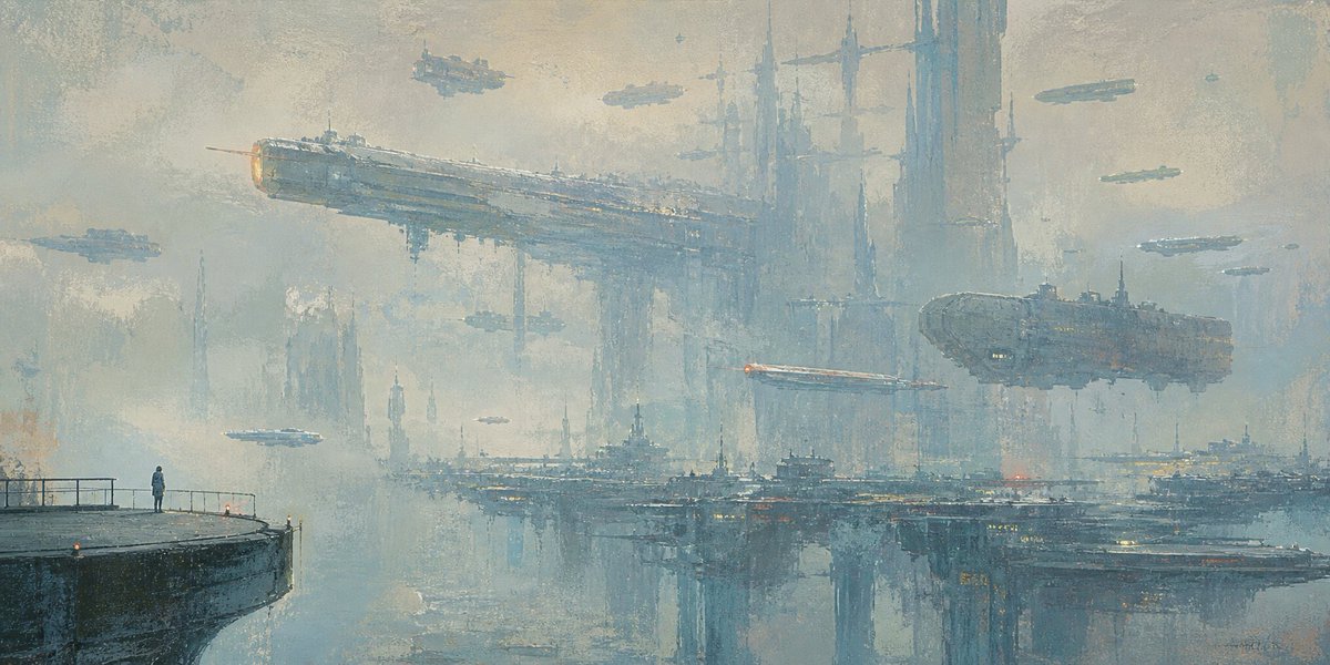 Lonely Sci-Fi Harbor Wallpaper