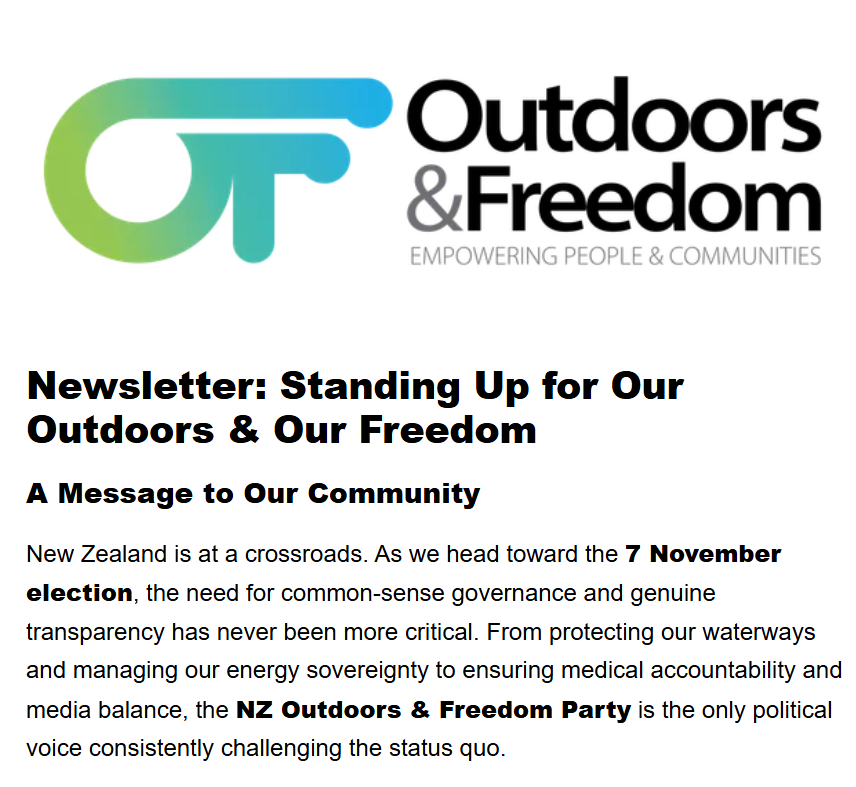 New Zealand Outdoors & Freedom Party tweet media