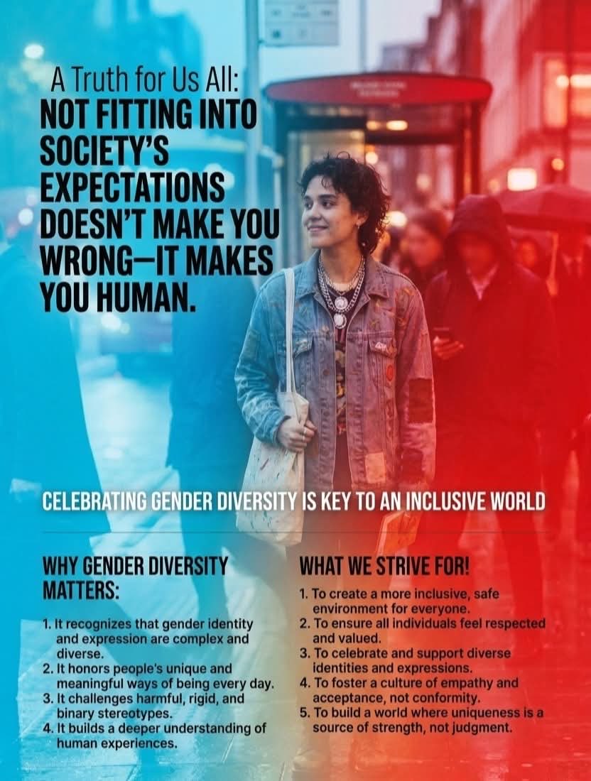 you_are_worthy8's tweet image. Not fitting into society’s expectations doesn’t make you wrong—it makes you human. 🧍✨

Gender is diverse. People express themselves in unique ways. 🌈💬

Awareness starts with us. 📢💡🔥
#ThisIsTrulyMe #BeTheChange