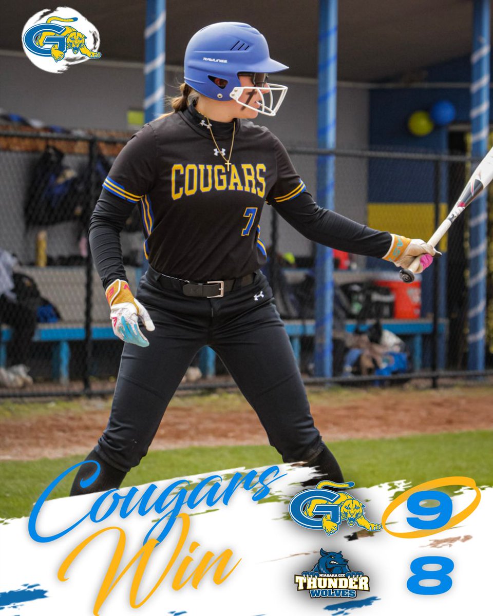 GCCSports's tweet image. FINAL - Softball splits with Niagara on the road, taking home a WIN in game 1! #CougarPRIDE