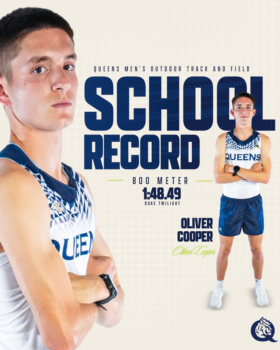 QueensTrack1's tweet photo. Oliver Cooper now holds the outdoor 800-meter school record following his performance at the Duke Twilight this evening.

#RoyalsRise | #QUeenCity | #ALLIn https://t.co/QEYEsKPpau