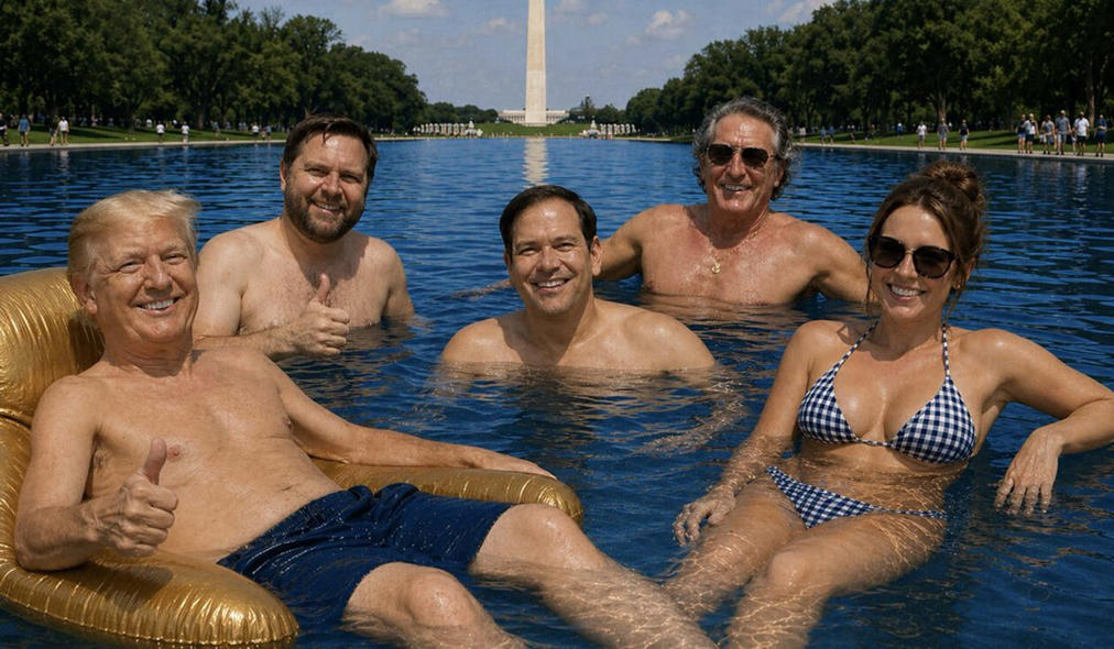 JimKentvfte's tweet photo. The Boy-Child Leader Fantasizing About HIs Appearance Again 🙄 Donald Trump shares bizarre shirtless AI photo of himself and cabinet colleagues https://t.co/QEMgMPOfwM https://t.co/GYsDlzzc8M