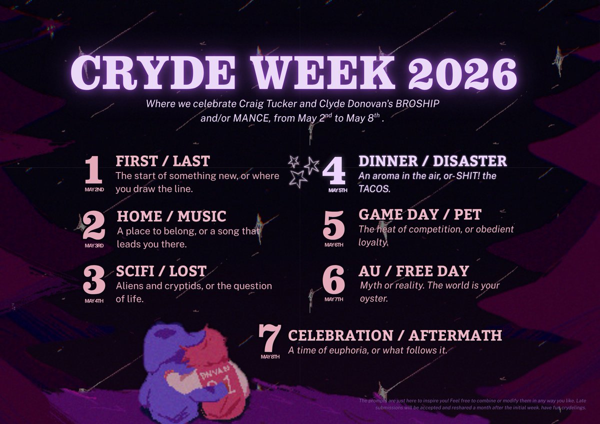 crydeweek's tweet photo. DAY 4: DINNER / DISASTER

today is the fourth day of #CrydeWeek2026! make sure to check out the tumblr blog to view some of the entries, and have fun creating!! 

[#spclyde #spcraig #spcryde #sptwt #southpark] https://t.co/SL1gVOjPlb