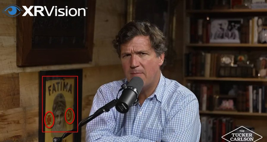 editurk's tweet photo. @SimonDixonTwitt "Fatima" poster behind Tucker Carlson is not about "Turkish Cigarettes". It is about the revenge of what happened to jewish Bolsheviks and capture of Russia.  

Look up:

Our Lady of Fatima
Interfaith Dialog (CIA/Mossad project)
Mehmet Ali Ağca (CIAs Gladio who shot the pope) https://t.co/ezLN5ODeg9