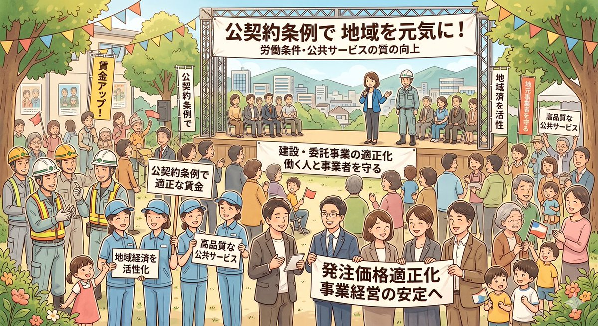 集会案内。5月27日（水）#札幌市公契約条例の制定を求める会「#公共の再生 に自治体は何ができるか──第三次・担い手三法、#公契約条例 を学ぶ集会」。#越谷市公契約条例 に学んでまとめた小文もご笑覧を。
roudou-navi.org/custom/2026052…
越谷市公契約条例に関する調査・研究（2）
roudou-navi.org/2026/04/30/202…