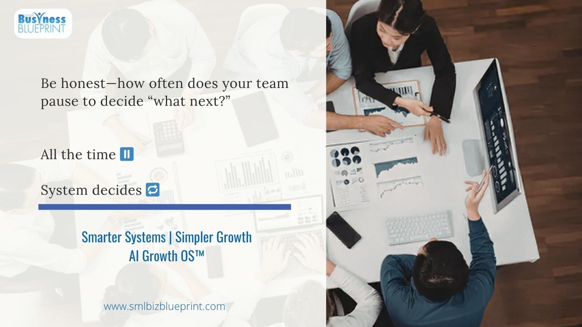smlbizsuccess's tweet image. Your team isn’t slow—they’re stuck deciding “what next?” too often.

Every extra decision adds friction. Most AI tools increase it.

The advantage? Systems that remove decisions.

What’s your take?

#AIGrowth #BusinessSystems #DecisionMaking