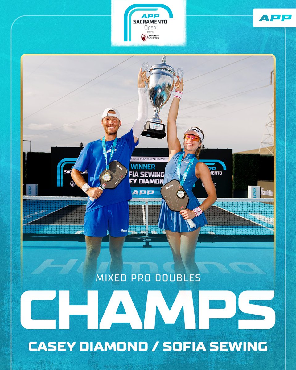 OfficialAPPTour's tweet photo. Mixed pro doubles champs!!! 🥇

Casey Diamond and Sofia Sewing win 11-7, 11-8 at the APP Sacramento Open Benefiting @shrinershosp . https://t.co/u9a5j6uRPF