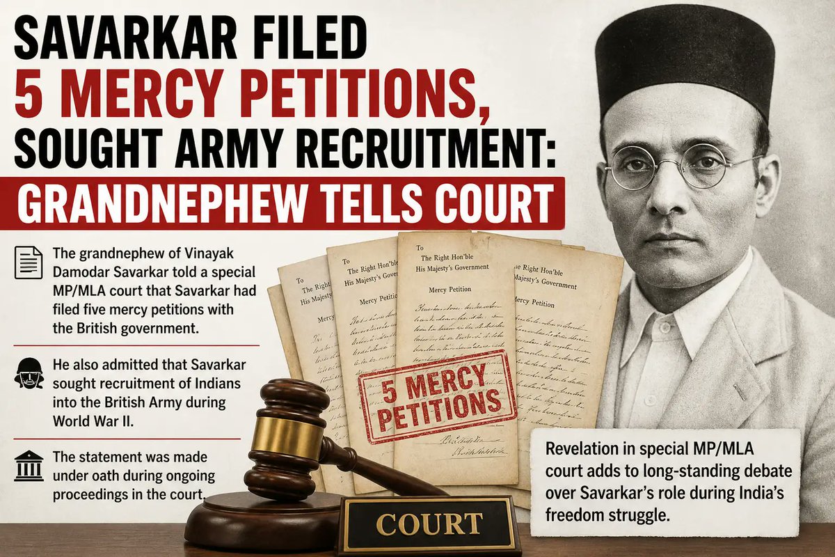 TheHydPost's tweet image. #Savarkar Filed 5 #Mercy Petitions, Sought Army Recruitment: #Grandnephew Tells Court
#RSS #BJP