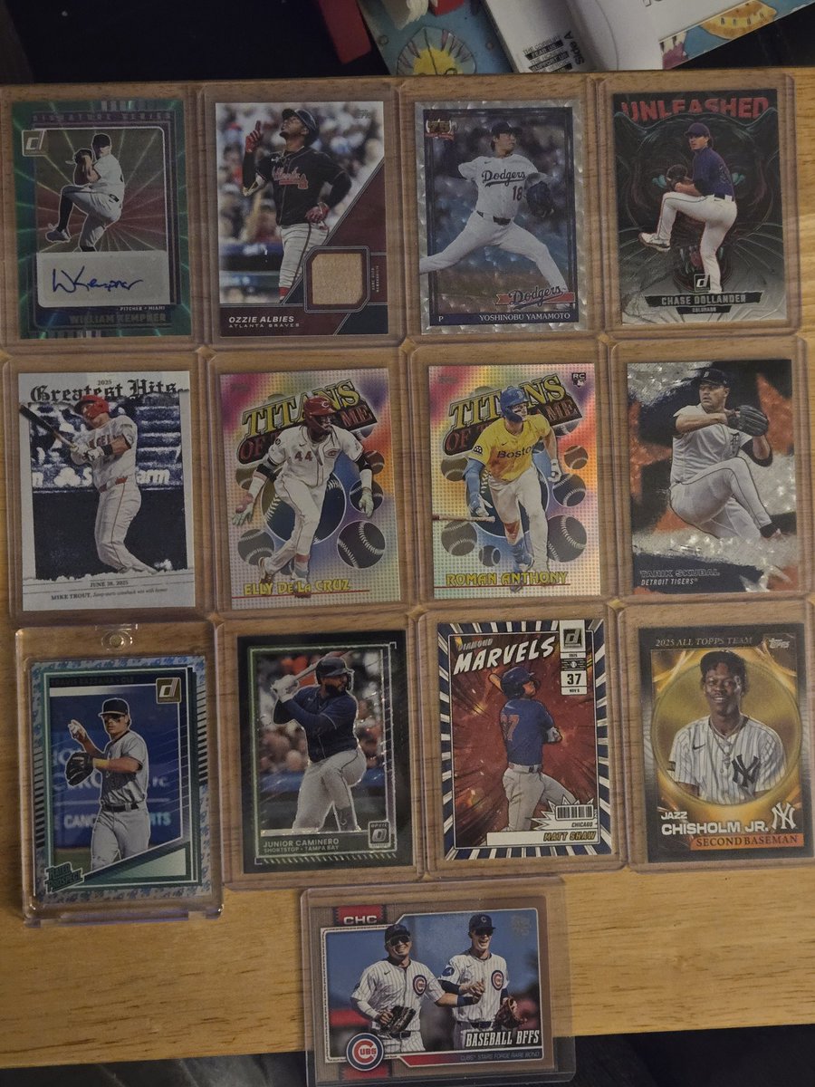hillshobby's tweet image. Some neat cards. Overall both boxes were fun and had decent hits! The Cubs duo is #'d and also got a mem Albies in the @Topps and the Panini had the auto and a #'d Tony Oliva green. Bunch of other rookies and inserts.  #thehobby #panini #topps @CardPurchaser