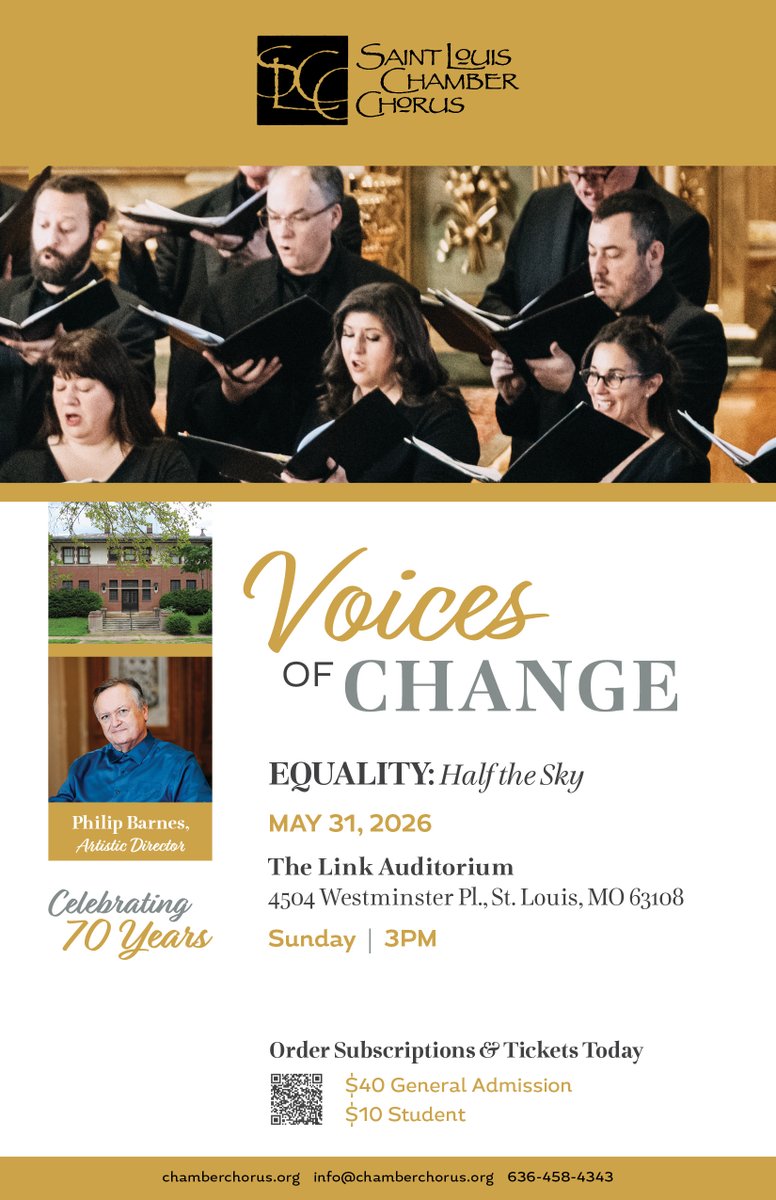STLchamber's tweet photo. You won't want to miss the finale of our 70th season, "Voices of Change, EQUALITY: Half the Sky" at The Link Auditorium, 4504 Westminster Pl. CWE on Sunday, May 31 at 3 pm. Composer-In-Residence, Maria Granillo, will be our guest. Tickets at https://t.co/dhA6jRvBb4 https://t.co/nG2ce9DABG