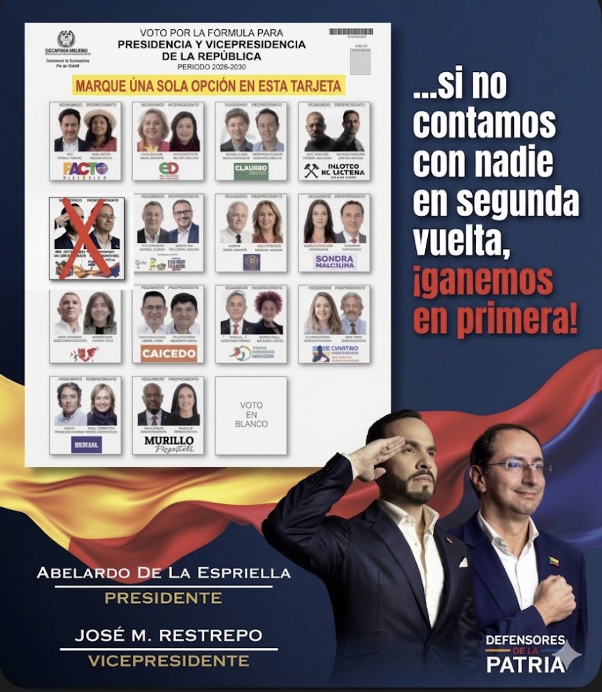 Las encuestas dicen que en 1era vuelta ADLE con aprox 31% y Cepeda con aprox 37% pasan a 2nda vuelta y, ¿saben por qué muestran que en 2nda vuelta podría ganarle Cepeda? Es sencillísimo, porque el urisantismo al QUE NOSOTROS VOTAREMOS si pasa a 2nda, votará a Cepeda si pasa ADLE.