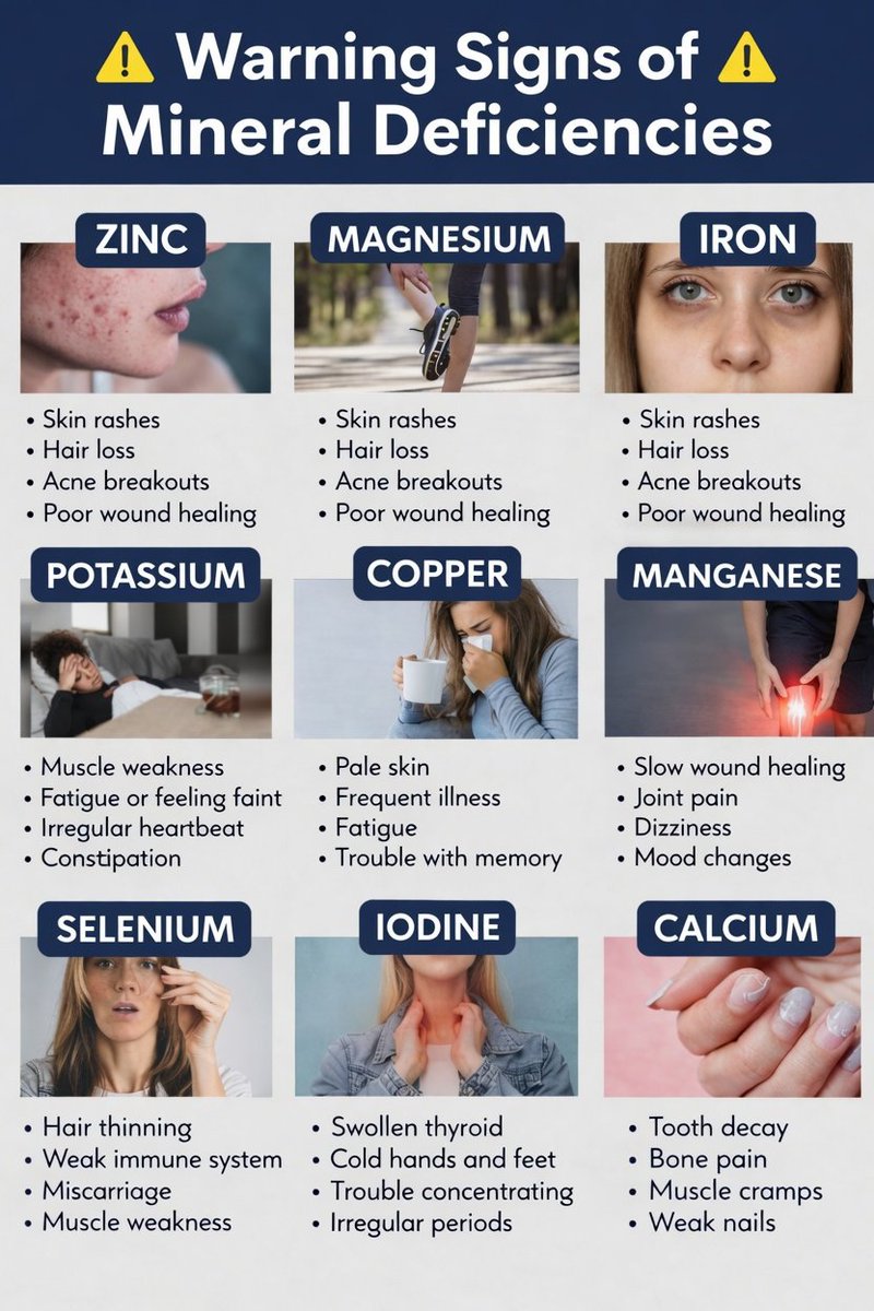md_ali98234's tweet image. 🚨 Your body is always giving you clues don't ignore them.  

From hair loss to muscle cramps, these everyday symptoms could be signs of a mineral deficiency. 

🔖Save this post and share it with someone who needs to see it! 💊 #Health

Follow: @md_ali98234
