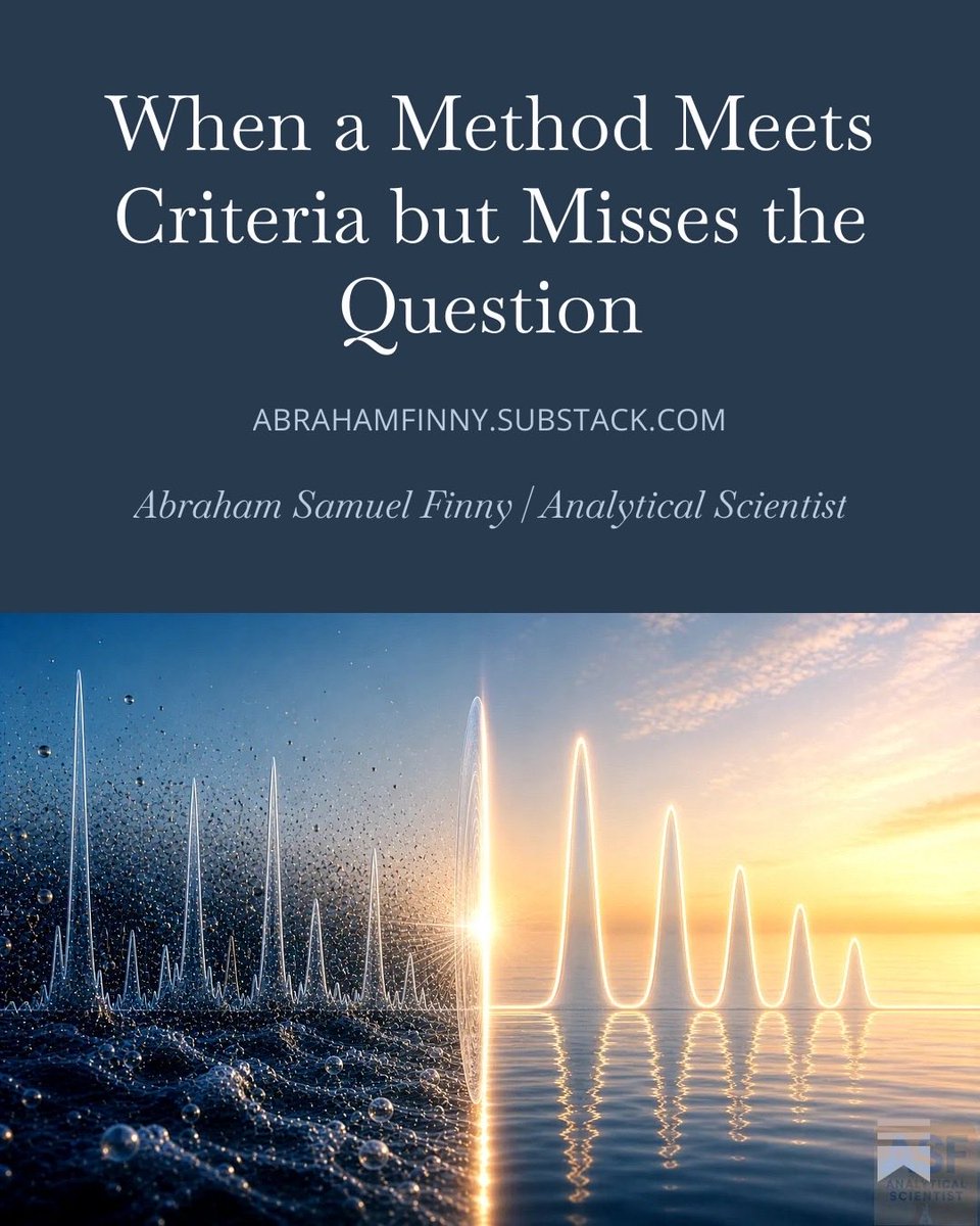 abrahamsamuel's tweet photo. An analytical method can meet acceptance criteria and still leave a harder question open: is the evidence strong enough for the decision that follows?

New article: When a Method Meets Criteria but Misses the Question

https://t.co/kLsaD65LDx

#AnalyticalChemistry https://t.co/qNeJYItQXh