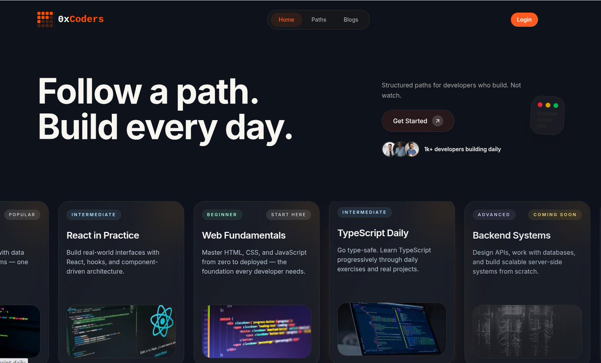 0xCoders's tweet photo. 0xCoders is a structured environment for developers who want to show up consistently and do the work.

Focused on:
- consistency
- core skills
- building in public

Not motivation. Not hype. Structure.
https://t.co/bKuKmMXcLr https://t.co/JPSmZ9lqWy