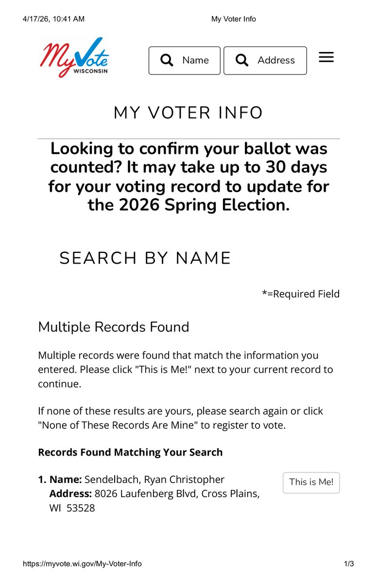 PeterBernegger's tweet image. Criminal complaint filed against Ryan Sendelbach of Wisconsin.  Triple surprise ending! 

He registered to vote twice - in different jurisdictions within the same county! 

Both voter registrations are ACTIVE right now. 

Both in Dane County, the home of the Wisconsin Election