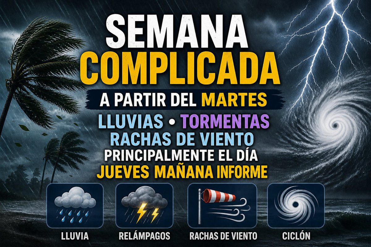 Estacion_bcp's tweet image. #Uruguay | Mañana lunes informe mal tiempo prolongado semana complicada a partir del martes