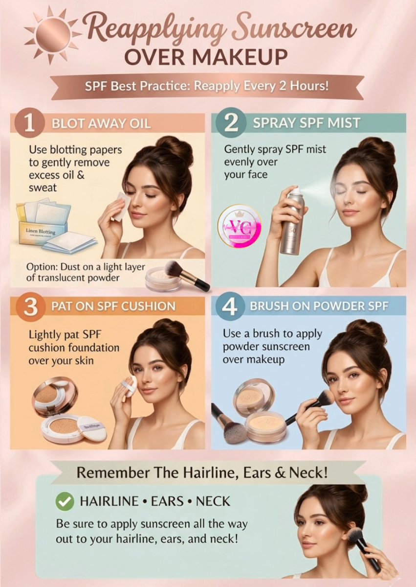 vandelchristen's tweet image. Get That Glow, Stay Protected! ✨
Stop letting your SPF ruin your glam. Whether it’s a mist or a powder, reapplying over makeup has never looked this good. Save this for your next sun-kissed day!

#SunscreenHack #SkincareTips #GlowUp #MakeupRoutine #SPFEveryday