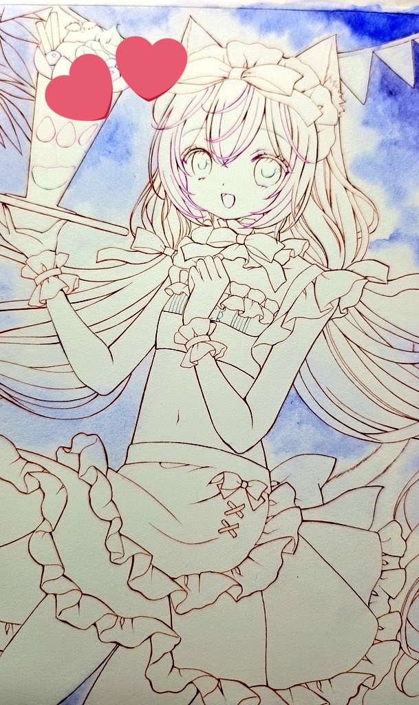 ポスター用に描いてます🎨 #関西コミティア76 #透明水彩