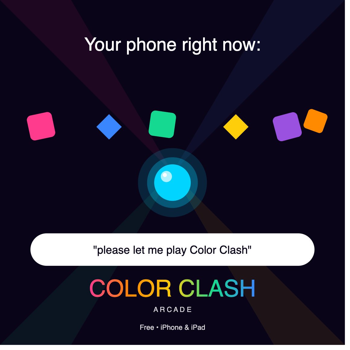 ColorClashApp's tweet photo. Your phone right now: "please let me play Color Clash" 📱😩

Free on iOS — give the people what they want 🎮

https://t.co/Z618COzTtL

#indiedev #iOSgame #arcadegame #fyp #viral #memes #funny #relatable #mood #tech #iPhone #SmallBusiness #buildinpublic https://t.co/fDVfzoWEye