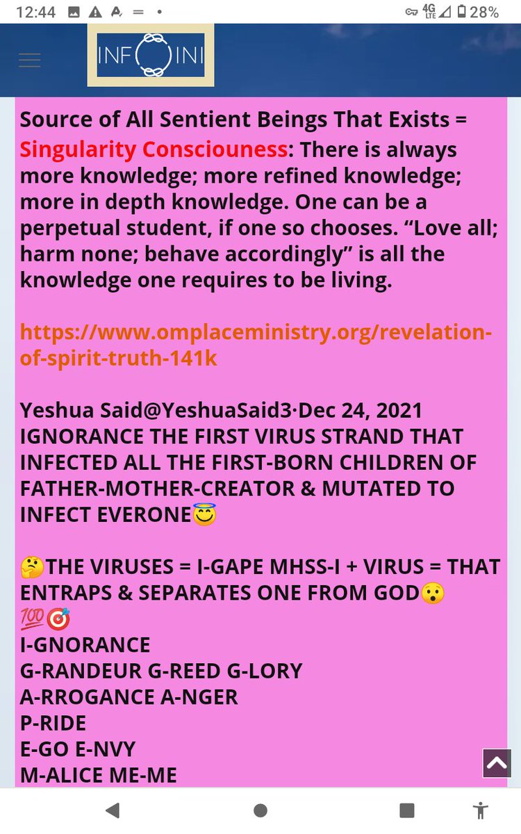 YeshuaSaid3's tweet photo. @LadybugRaffa333 @dawnlegge67 @VictoriaCapps8 @Alberto11732198 @ManyWindstorms @recklessrob1971 @Palmtreechic3 @clvyska44 @LAURIEANDERSE23 @Choosingfree @elonmusk @realDonaldTrump @MELANIATRUMP @DonaldJTrumpJr @EricTrump @BARRONTRUMP @RealAlexJones @joerogan @TuckerCarlson #FINAL_RUNG11 GET A SOLID GRIP ON TRUTH &amp;♥️ ✅ 🙏 🕉️
✅🌟MESSAGES RELAYED🌟
✅⤵️TRUTHS⤵️
#_101_INFO #_404_ERRORS
↕️
#SOURCE_OF_ALL
#ELOHIM #GOD
#HolySpiritofTruth
😇💜💟😇
#YeshuaSonofGod ⤵️
THE SUBJECT OF LOVE
HARM TO NONE➕MUCH MORE
✅MANY ARE NOT PERFECT⤵️
 BUT SHOW SOMEONE ❤️ https://t.co/DrE1sBkIho