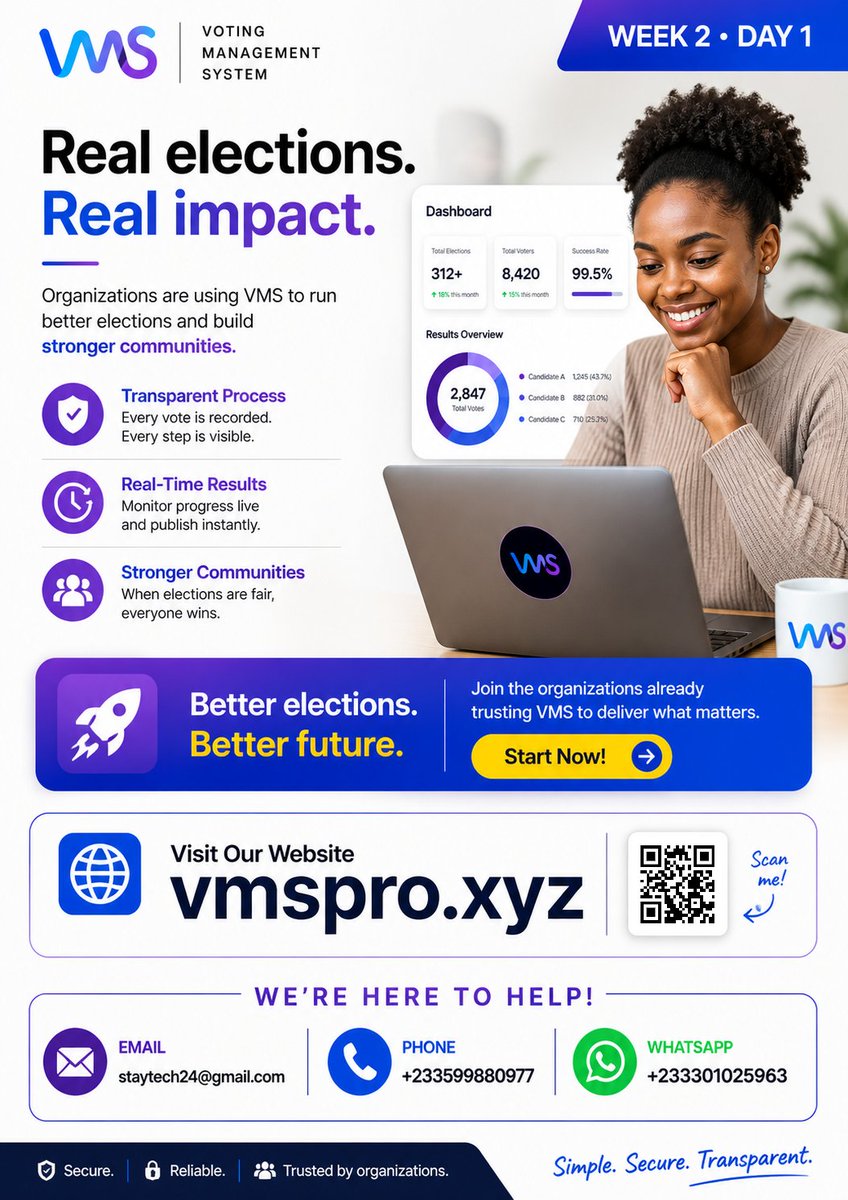 pious_tech57233's tweet photo. Real elections. Real impact.

VMS helps you run secure, transparent elections without stress.

Start now 👉 https://t.co/AMQurfBkVR https://t.co/Ocd5jbm1Yy