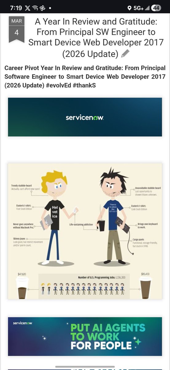 Michaelc511My's tweet photo. Updated article. From TV news intern reporter to Oracle Principal to Smart Device engineer to teacher to Staff SWE @ServiceNow!
https://t.co/hHvQUsBpJM https://t.co/cUpLkCVkR6