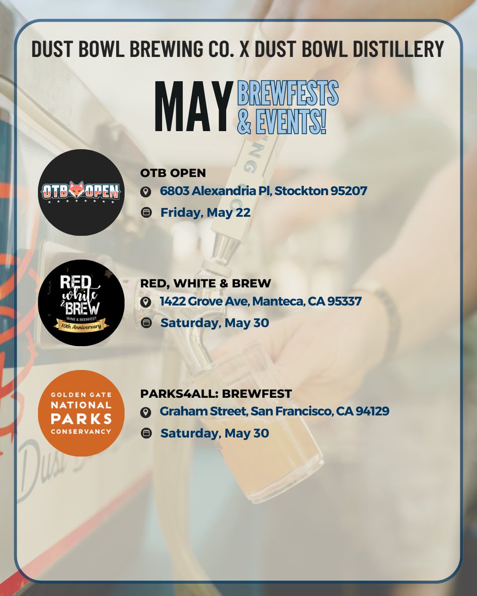 dustbowlbrew's tweet photo. Another month, another lineup of places to connect over great beer 🍻✨

Take a look at where the Dust Bowl team will be this May serving up your favorite brews.

Plus, keep an eye out for our NEW Ready-to-Drink Canned Cocktails at select events. 👀🍋 https://t.co/5Is8sz3tT6