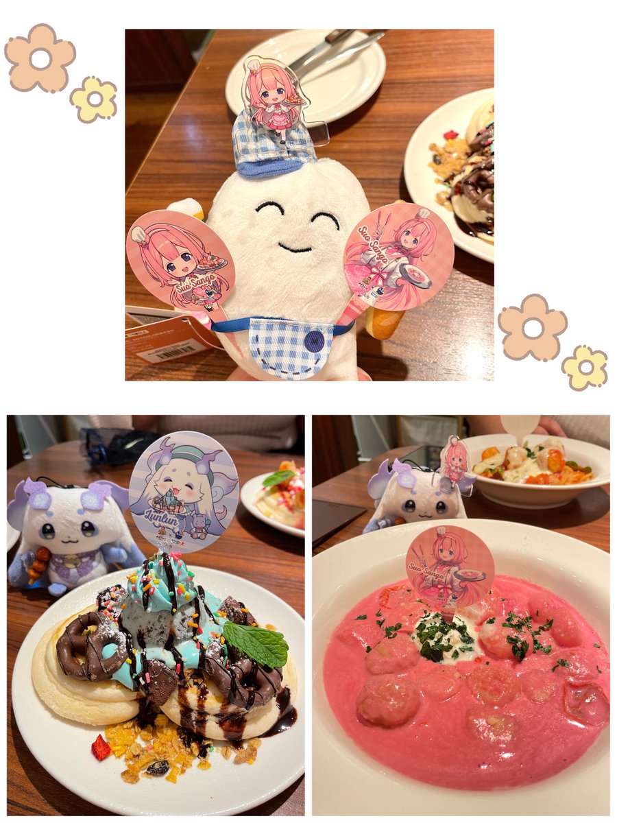 ちょまンゴ！！🍝👵

先週はポポラマーマにも行ってきた！
壁紙をガッツリ楽しめる席で可愛いし美味しいし最高でした。
店員さんぬいぐるみ出すオタクに気を遣ってくれて優しかった、、、優しい世界🙏

素敵なコラボ有難う御座います！