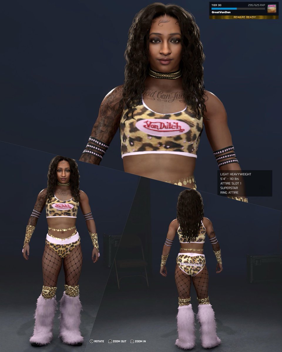 TheGreatVonDon's tweet image. WORK IN PROGRESS STILL

 Almost Done,but final look for an in game version of the wife of Von Don Dodda (Still No Name) 

Suggestions ? 

Will be complete &amp;amp; up on CC shortly

#Original #CAW #wwe2k16