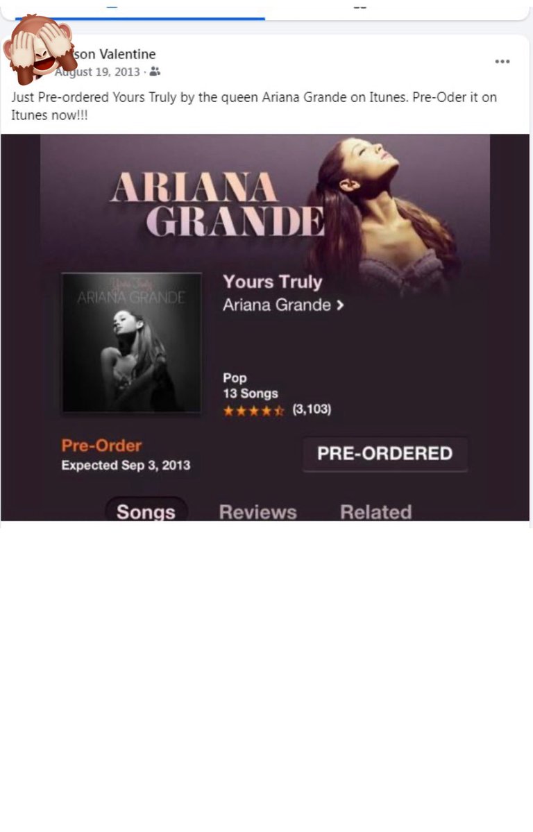TripStormz's tweet image. TAKE ME BACKKKKKK!! #throwback to my 2013 facebook post’s regarding my favourite pop album of all time. yours truly by the queen of pop ariana grande!! i’ve ALWAYS been here, since 2010!!! mann finding these post made me a lil emotional like damn we rlly grew up wit ari 🤧