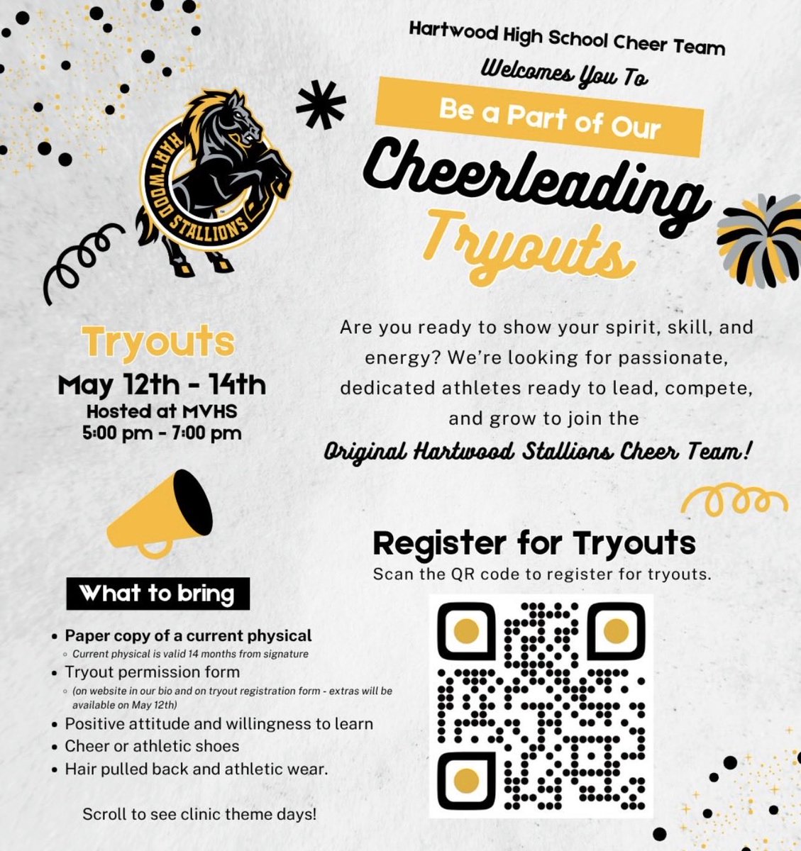 HWood_Athletics's tweet photo. Cheer tryouts are around the corner! #OneHart #StallionNation https://t.co/dRzyP0fYXX