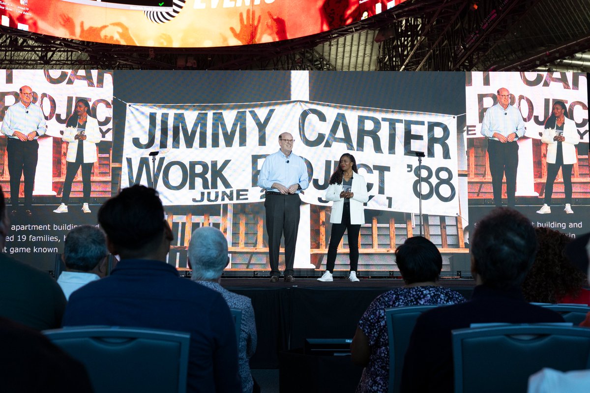 JReckford's tweet photo. Kicking off the 40th Jimmy &amp; Rosalynn #CarterWorkProject during Habitat's 50th anniversary year feels especially meaningful. Tonight’s opening ceremony set the stage, and tomorrow we’re ready to hit the build site with @AtlantaHabitat and thousands of volunteers. https://t.co/4SqfF7GO06