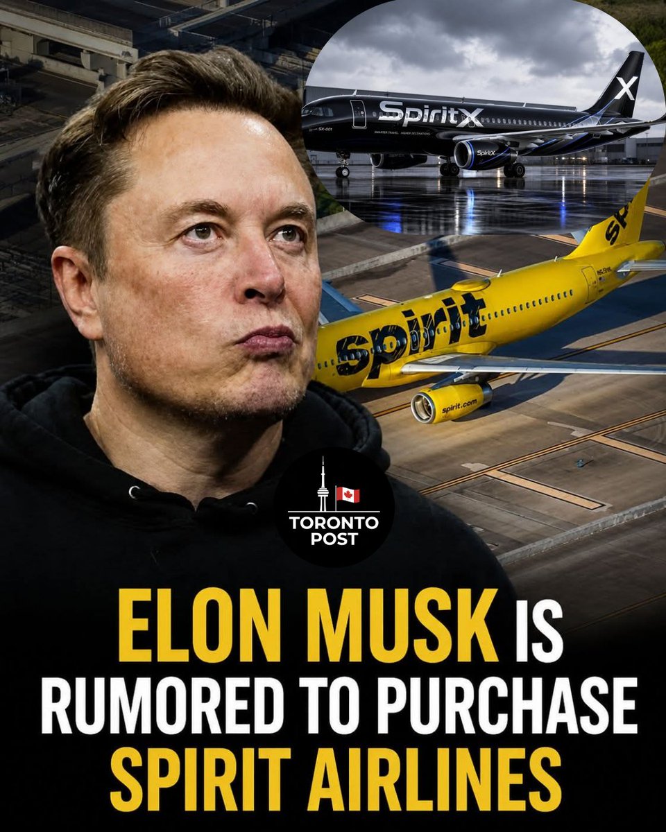torontopost11's tweet image. 🚨 Elon Musk Reportedly Looking To Buy Bankrupt Spirit Airlines And Rebrand It As Spirit X — Rumor Or The Next Big Move?

#ElonMusk #SpiritAirlines #SpiritX #Musk #AviationNews