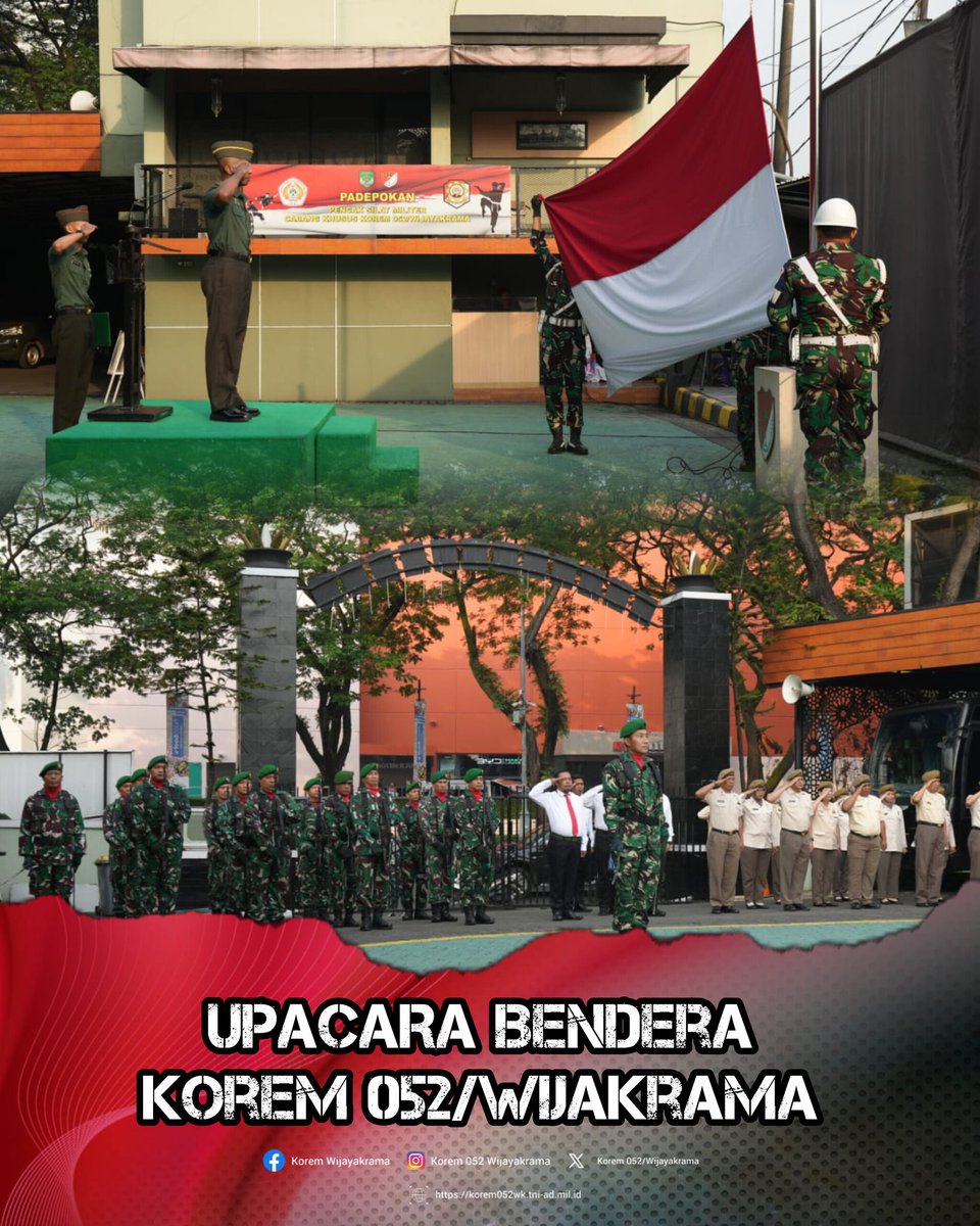 PenWkr's tweet photo. Prajurit dan PNS Makorem 052/Wkr melaksanakan Upacara Bendera hari Senin, bertempat di Lapangan Upacara Makorem 052/Wkr, Kelapa Dua, Kabupaten Tangerang, Senin (5/5/2026).
#korem052wkr
#upacarabendera https://t.co/ivHSGTVQ7T
