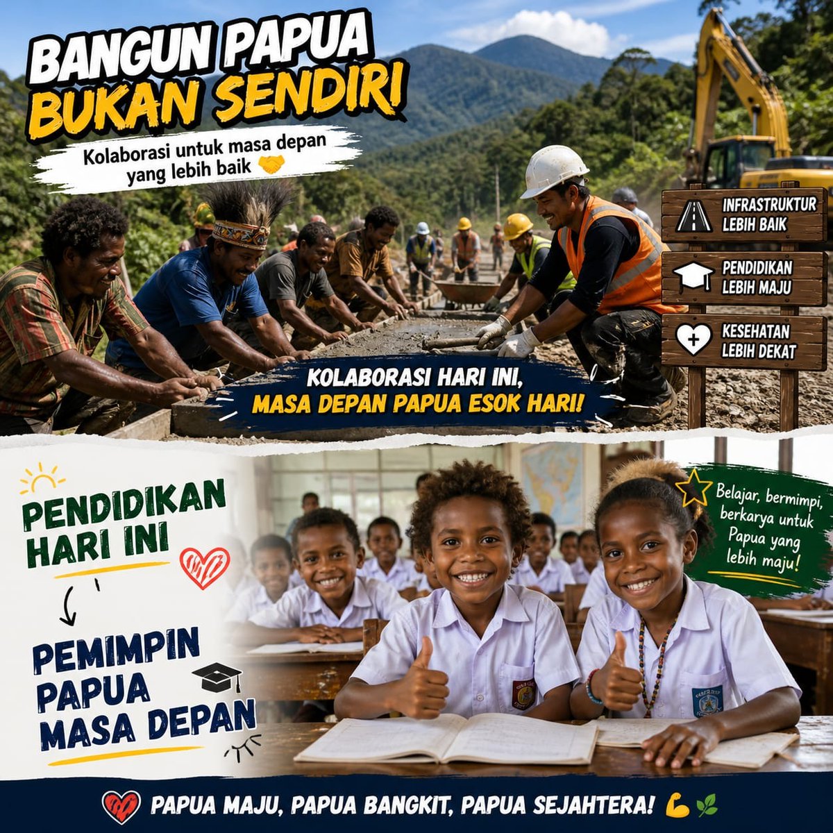sungarden09's tweet photo. Pembangunan di Papua mulai menunjukkan kemajuan dan membuka peluang kesejahteraan. Mari jaga Papua tetap aman dan maju bersama NKRI. #pembangunanpapua #papuaindonesia #papuankri https://t.co/5zxfqhcGSY