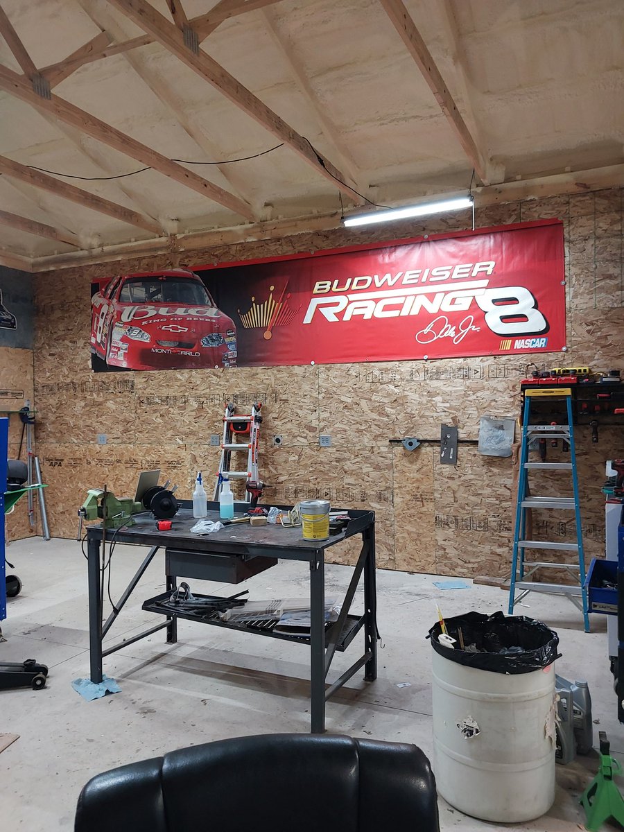 estepk's tweet photo. @DaleJr thought you might like my new addition to my shop/bar. More to come.  Earnhardt nation 4 life.  Only took bout 6 beers to even it out with help from a few fellas https://t.co/TchuHDickh