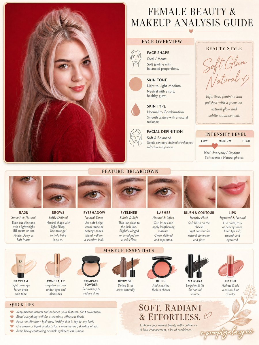Premium Female Beauty & Makeup Analysis Infographic - PromptGather image 1
