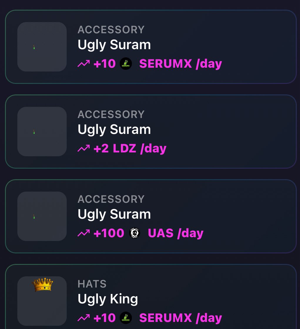uglyapesquad's tweet photo. Did you know your UglyApeSquad is earning for you?
Just by staking, you’re pulling in:
$UAS • $Serumx • $LDZ
And that’s only the beginning.
You can also earn through chatting, tweeting, and holding.
Plus, our brand-new Serum Discord bot is live — rewarding you with even more juice for simply being active in the community.