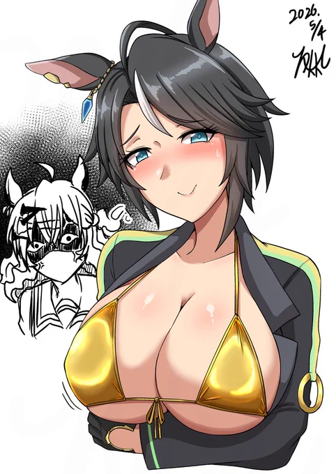 新衣装のフジさんが全く出てきてくれないので、 お詫びとしてフジさんにジャケット金ビキニになってもらいました。(遺書)