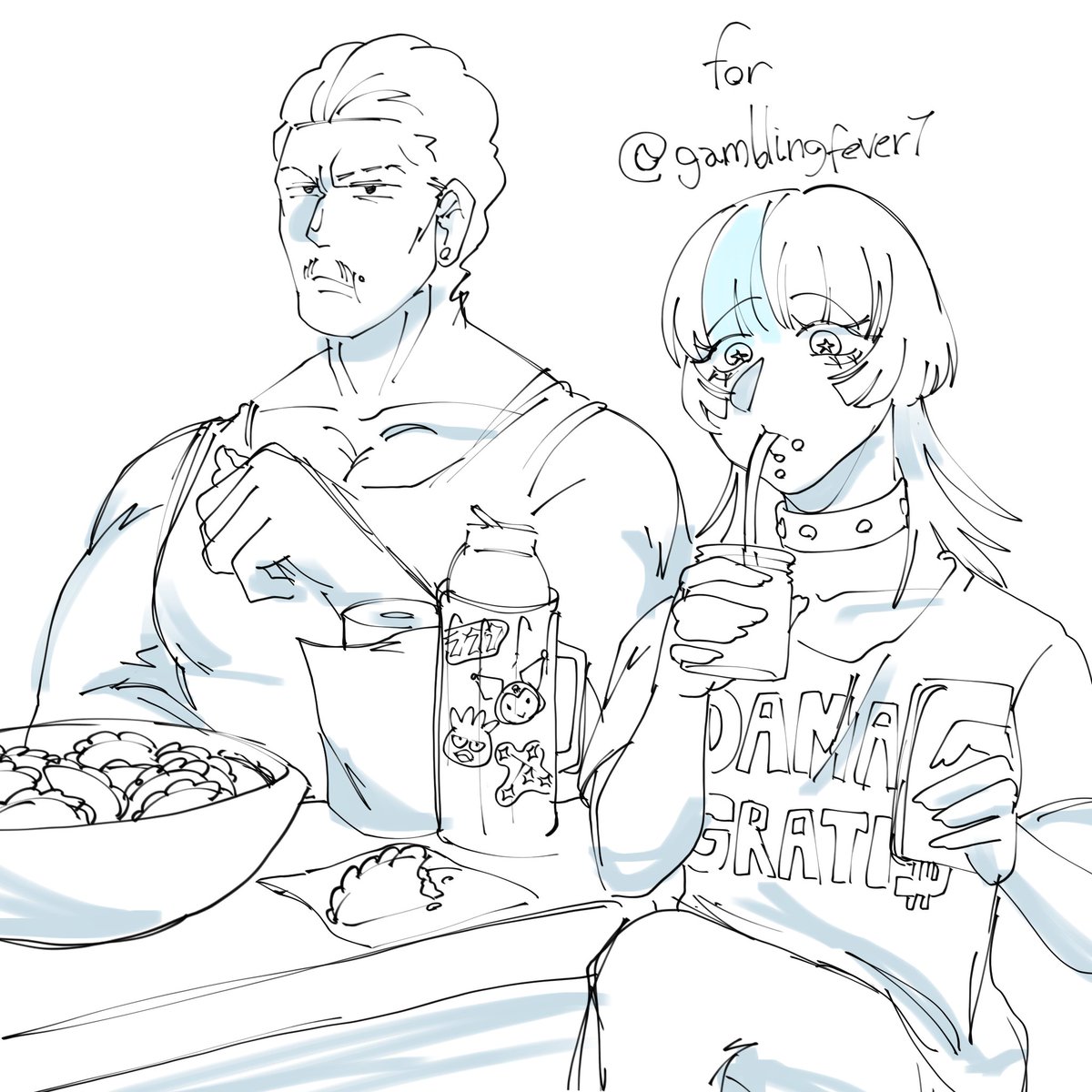 KiraraFan4Ever's tweet photo. Doodle request for @gamblingfever7 !!! The goat!!!

Something better than Mate y Empanadas? Impossible 

#jjk #hakarikinji #kirarahoshi https://t.co/1FBHTbKMWM