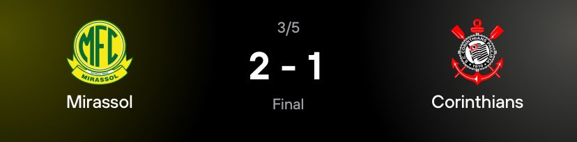 Mirassol le ganó a Corinthians y lo puso en zona de descenso y en el grupo nuestro, va primero como quiere.

No hay palabras para este momento.