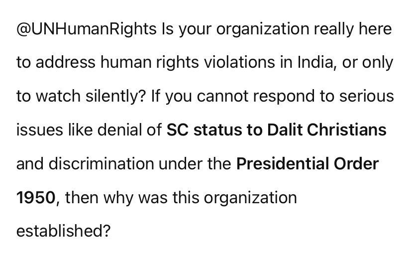 NPalipe48182's tweet image. We need justice, not silence Please respond regarding SC status to Dalit Christians @UN @UNHumanRights 
#Humanrights #DalitChristian #SCstatus #equality #india #UN #Religiousfreedom