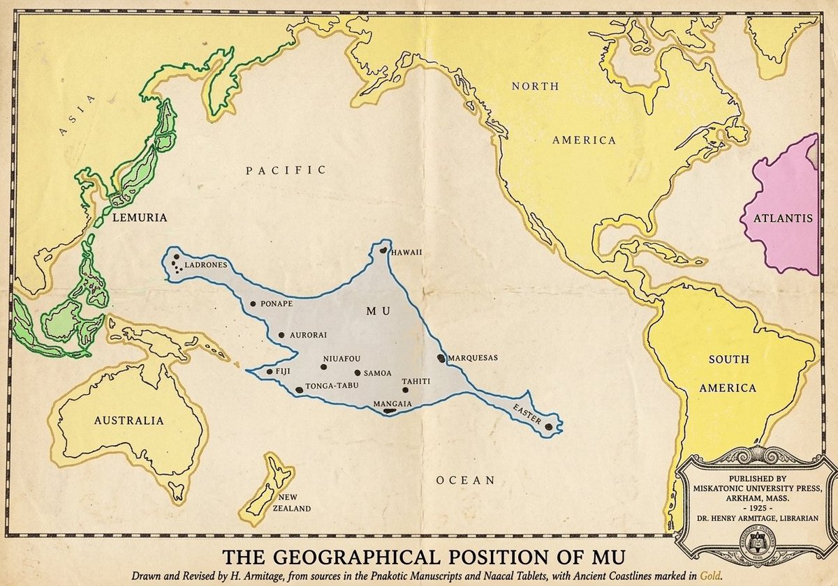 WORK IN PROGRESS:Mu and Lemuria BASED ON The Churchward map Howard and Lovecraft used  keeping things canon to both Howard and Lovecraft. #mu #lemuria #atlantis #lovecraft #howard #miskatonic #map #coc #rpg
