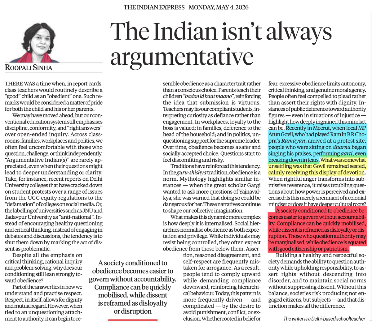 beastoftraal's tweet photo. "A society conditioned to obedience becomes easier to govern without accountability. Compliance can be quickly mobilised, while dissent is reframed as disloyalty or disruption. Those who question authority may be marginalised, while obedience is equated with good citizenship or patriotism."