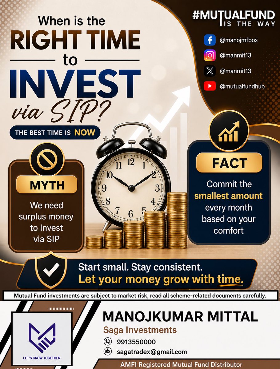 manmit13's tweet image. Don’t wait to invest a big chunk or just what’s left, invest every month with discipline and watch wealth grow! 📈 Consistency beats timing. Start now, contact us today! 💼🔥 #sip #mutualfunds #longterminvesting #mfd #wealthcreation