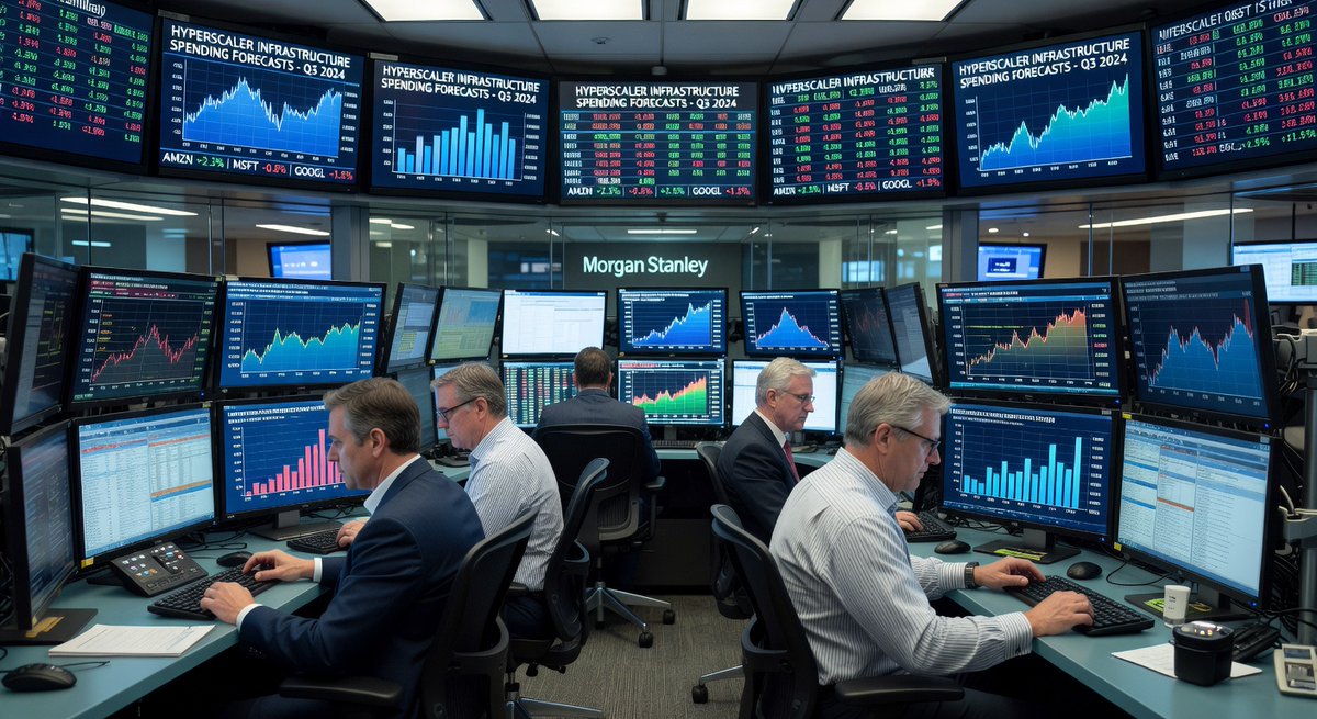 battista212's tweet image. Morgan Stanley just doubled hyperscaler capex forecasts in one year — from ~$400B to $805B for 2026, $1.1T for 2027. When big players commit to infrastructure at this scale, derivative opportunities explode. #Business #AI #Infrastructure