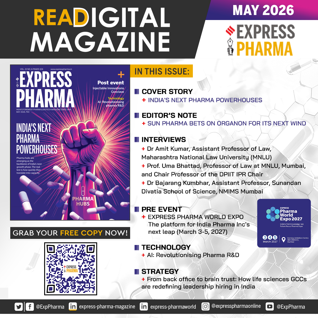 ExpPharma's tweet image. #DigitalIssue of #ExpressPharma May 2026 ~ India's Next Pharma Powerhouses, is out and available online at bit.ly/4nmonHH

Grab your FREE copy of #DigitalMagazine now! 

@Viveka_Roy @LNair23 @rbhatkal @ashishrampure @Kalsomekals