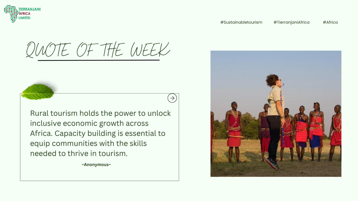 tierranjani's tweet image. Rural tourism in Africa holds immense untapped potential but unlocking it requires more than just visibility.

An article highlights three critical drivers shaping its future. Read more on @ttw_digital - travelandtourworld.com/news/article/e…

 #sustainabletourism