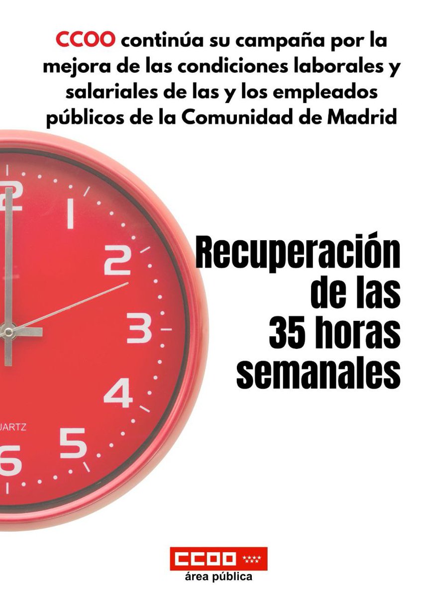 JuanccooH's tweet photo. #BuenosDias #FelizLunes arrancamos nueva semana tras el puente del #1deMayo.
#CCOO continúa con la campaña de mejora de las condiciones laborales de los #EmpleadosPublicos de #Madrid. Por eso, queremos igualar nuestra #JornadaLaboral a la de otras administraciones.
#CCOOntigo https://t.co/xCPbVFRjZr